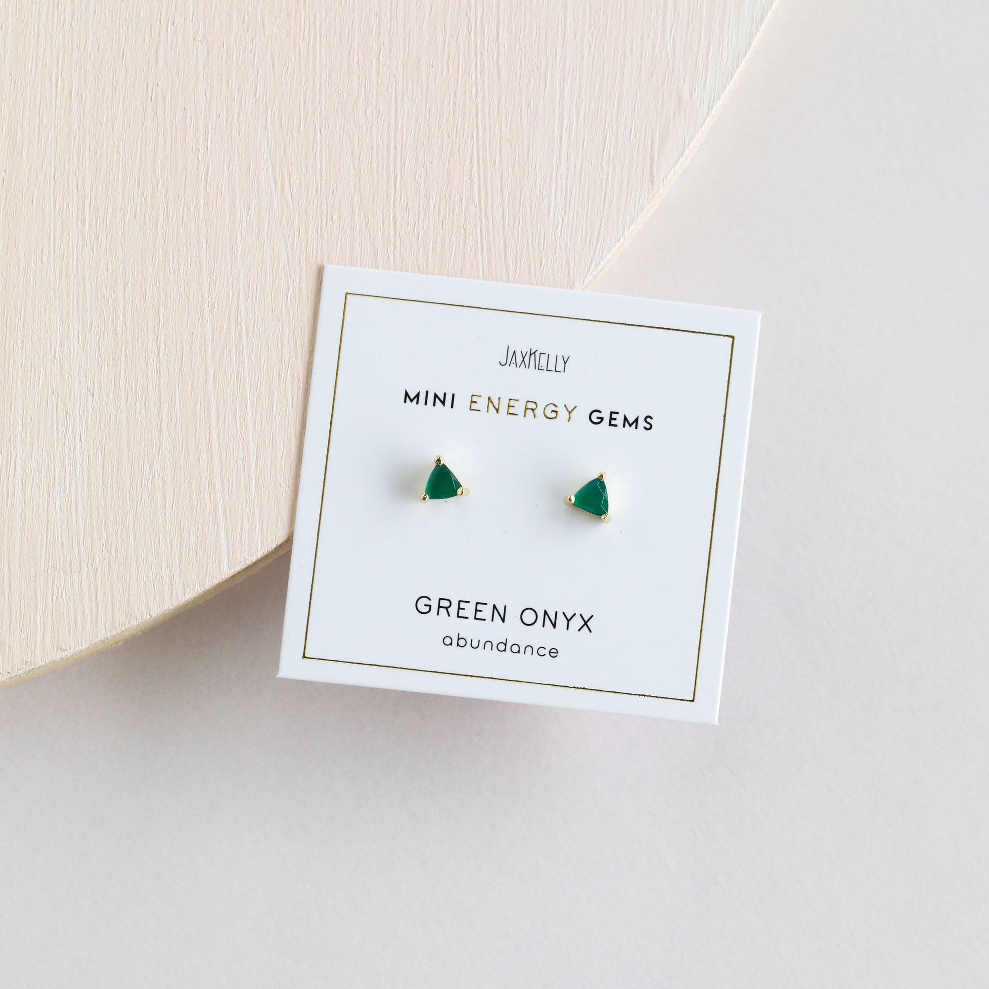 Mini Energy Gem - Green Onyx - Gold Earrings
