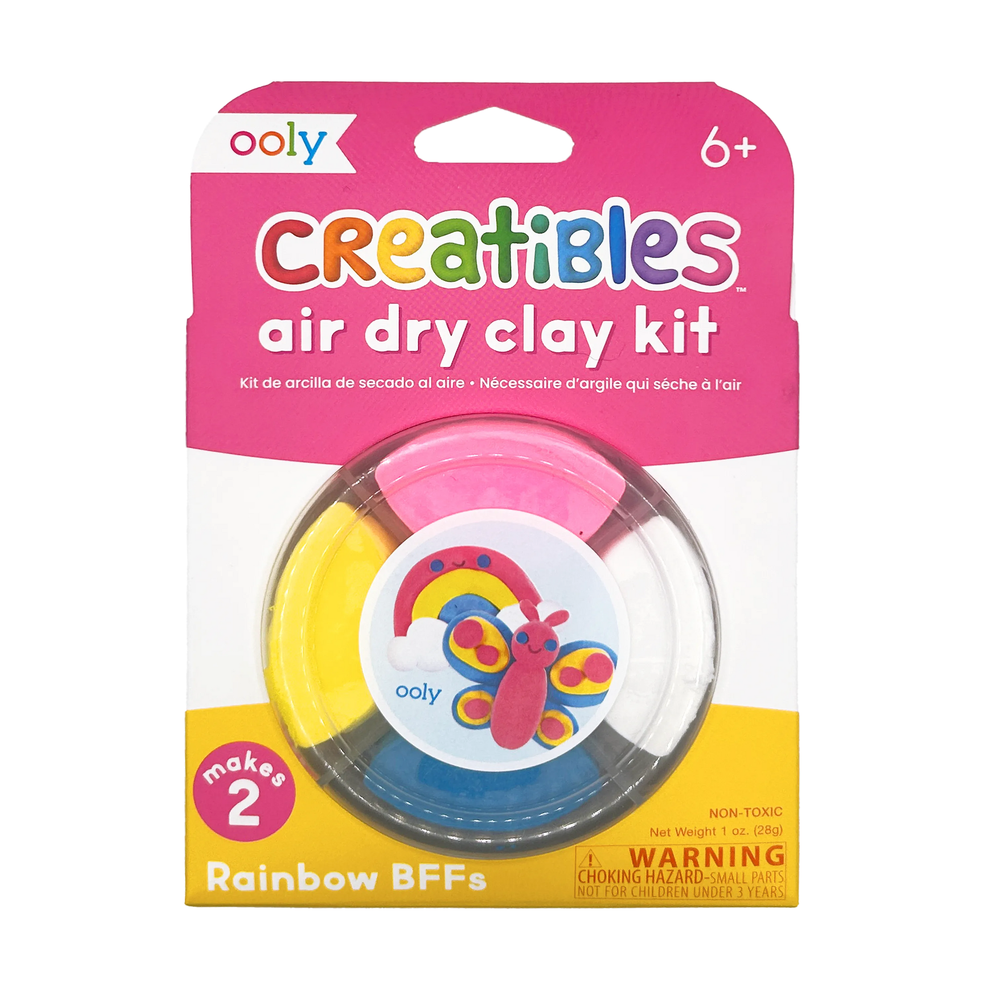 Ooly Creatibles air dry clay kit package showing rainbow colored clay and butterfly design