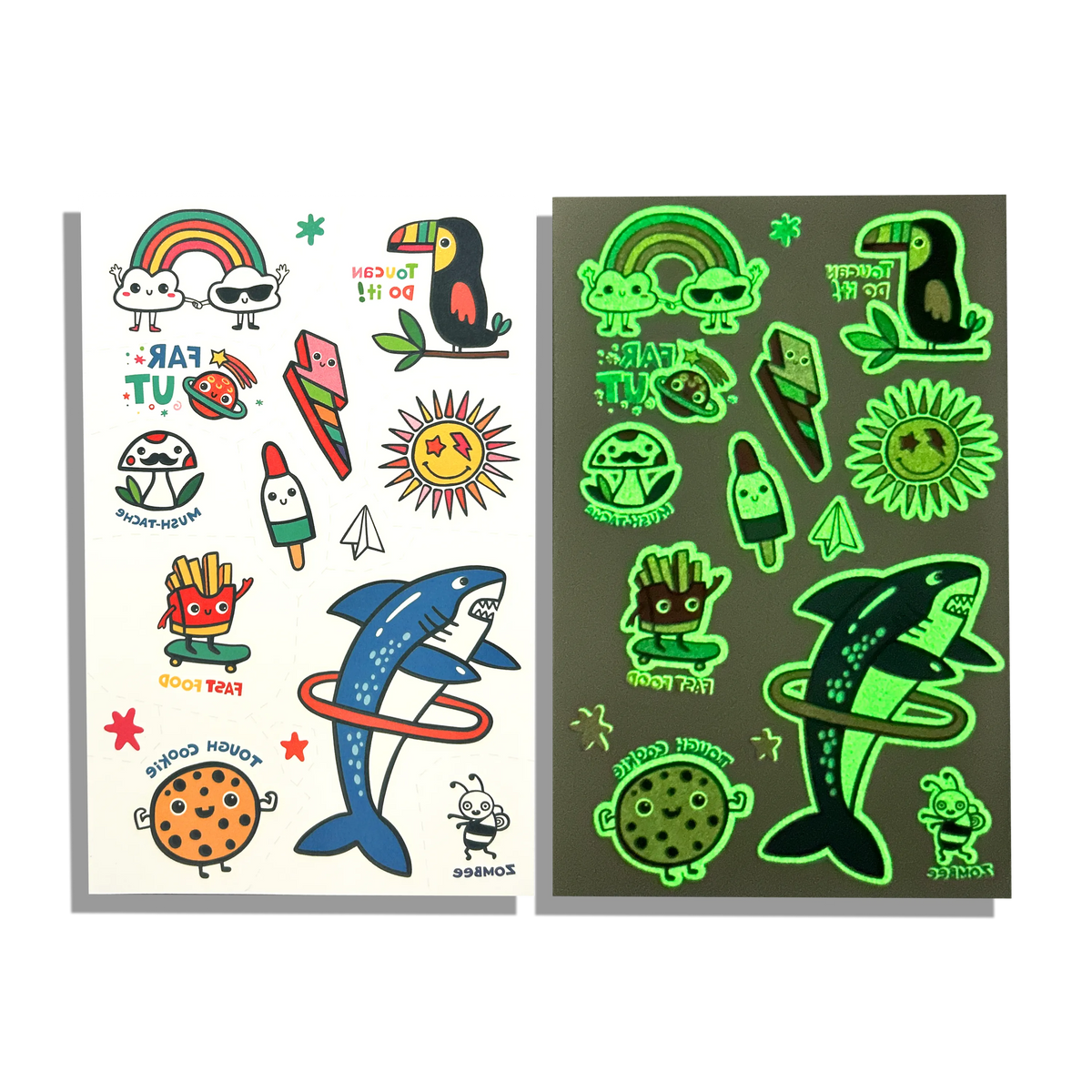 Tattoo Palooza Glow in the Dark Temporary Tattoo Bright & Funny