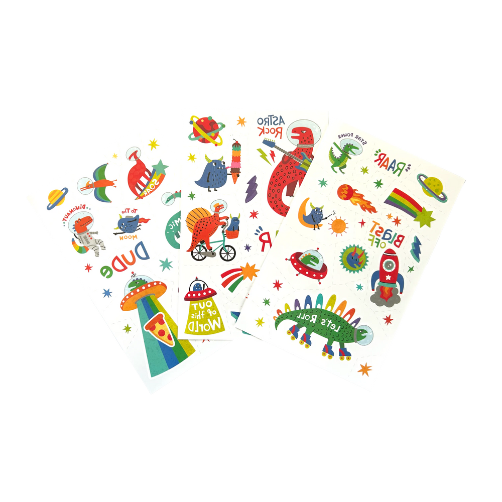 Tattoo Palooza Glow in the Dark Temporary Tattoo Zero Gravity Dinos