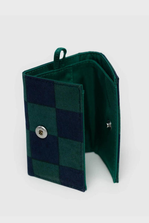 Snap Wallet Navy Green Check
