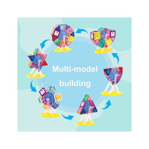 PicassoTiles 63 Piece Magnet Tile Ferris Wheel Building Set