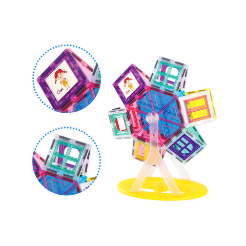 PicassoTiles 63 Piece Magnet Tile Ferris Wheel Building Set