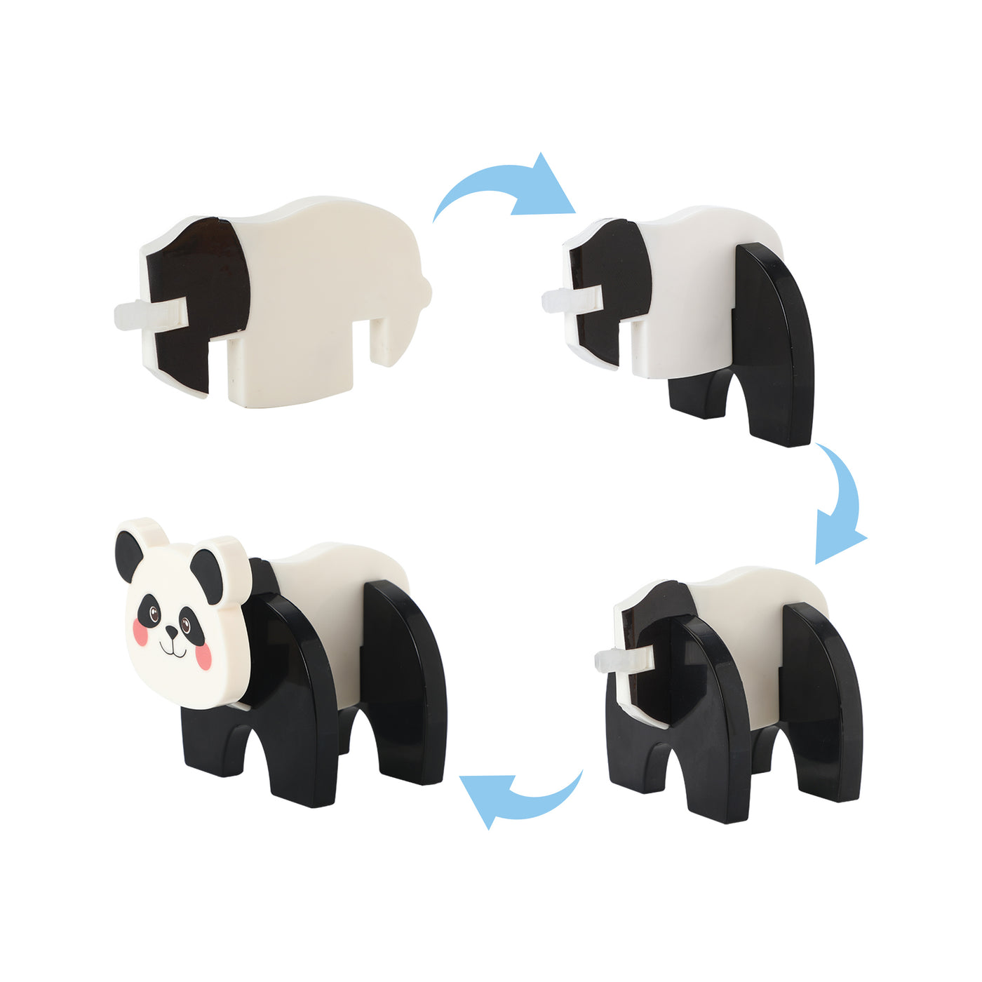 PicassoTiles Panda & Monkey Parent and Baby Characters Playset – 4 Pieces