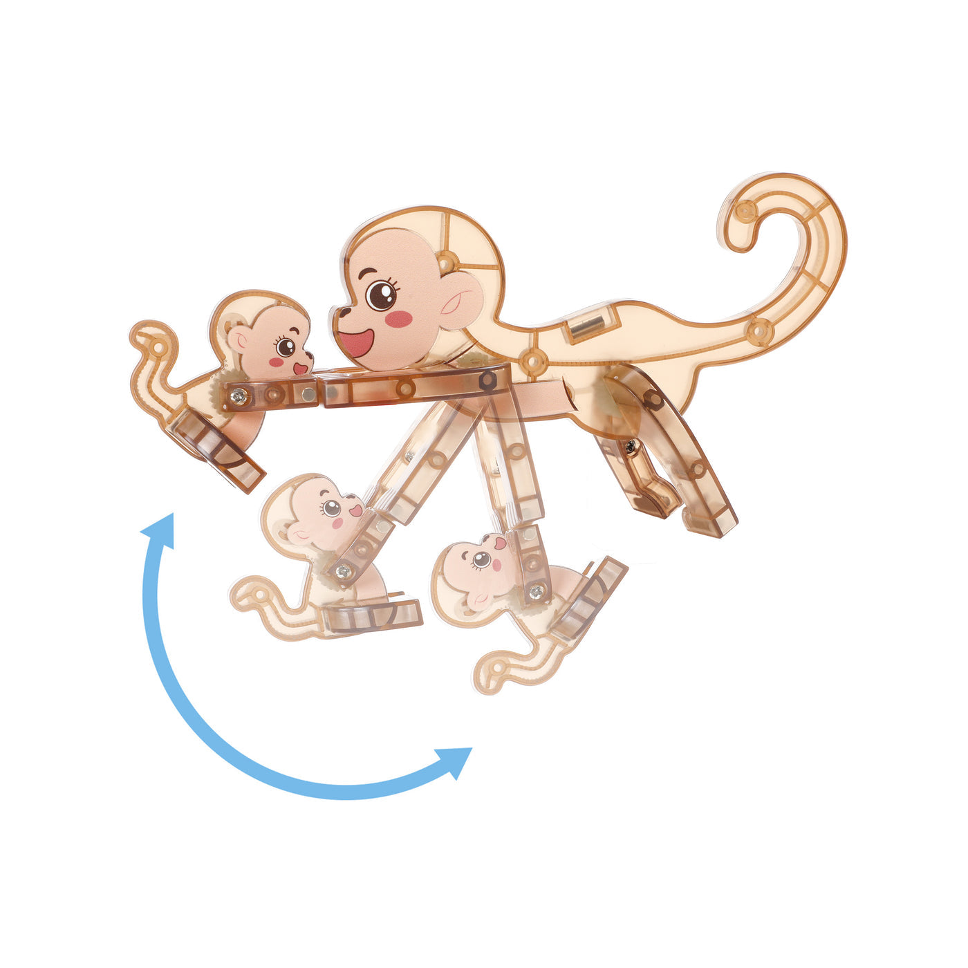 PicassoTiles Panda & Monkey Parent and Baby Characters Playset – 4 Pieces