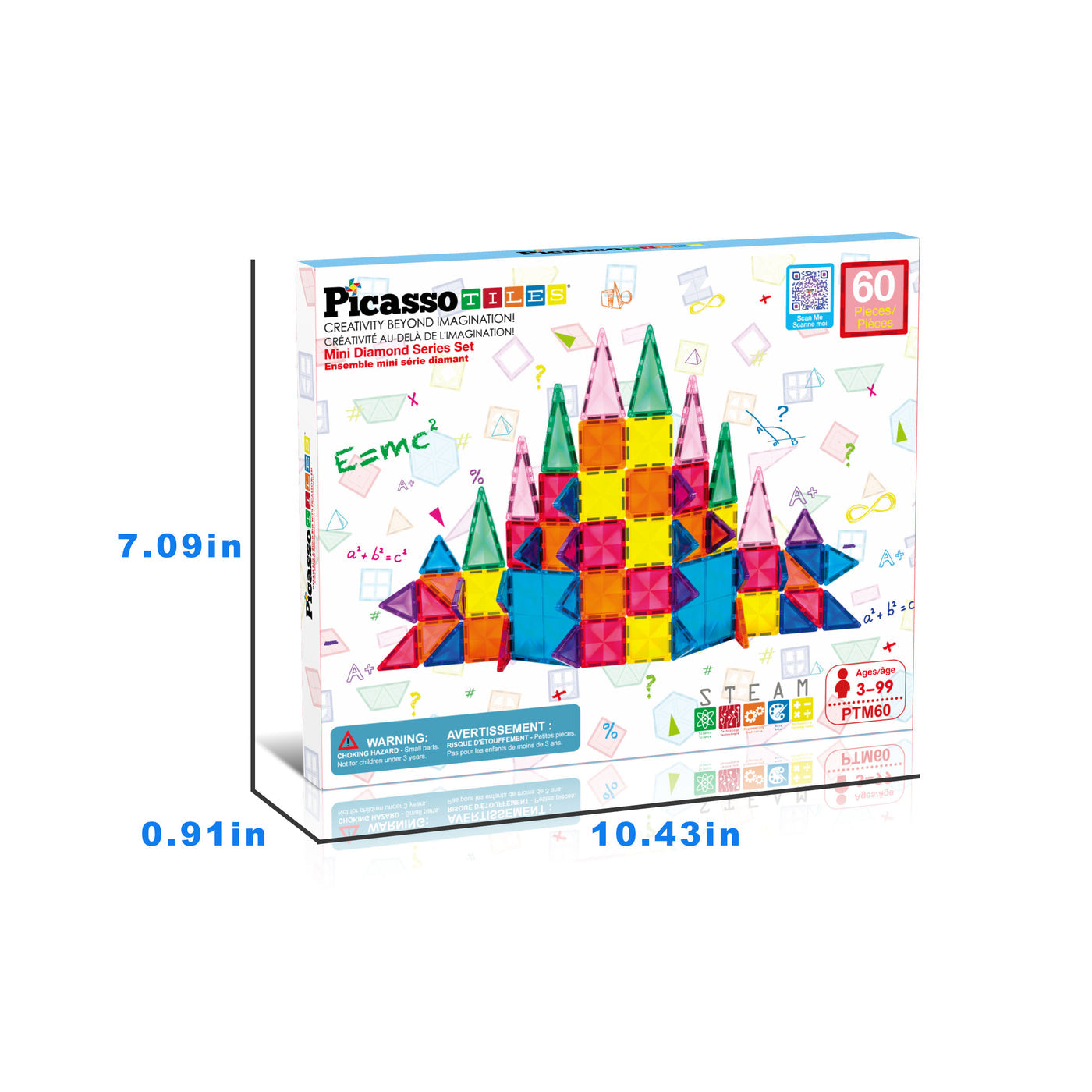 PicassoTiles 60 Piece Magnetic Building Set - Travel Sized