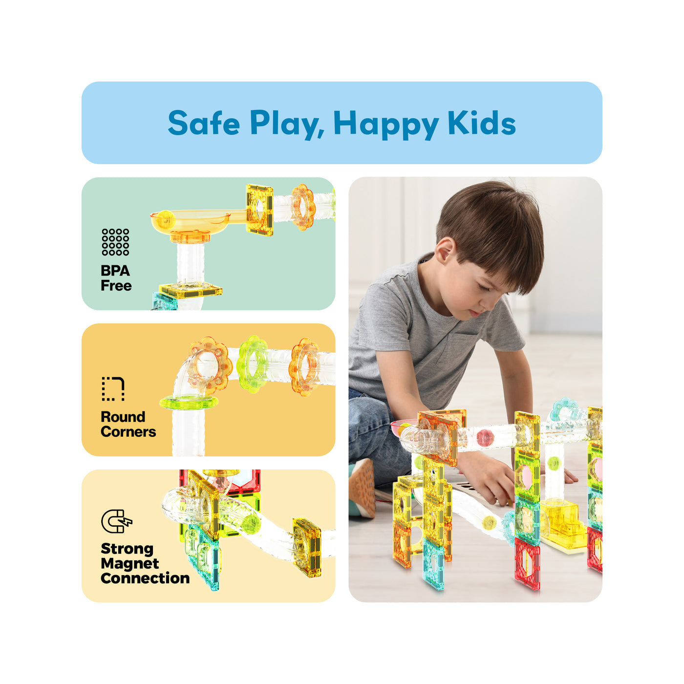 PicassoTiles Travel Sized 100 Piece Marble Run Playset