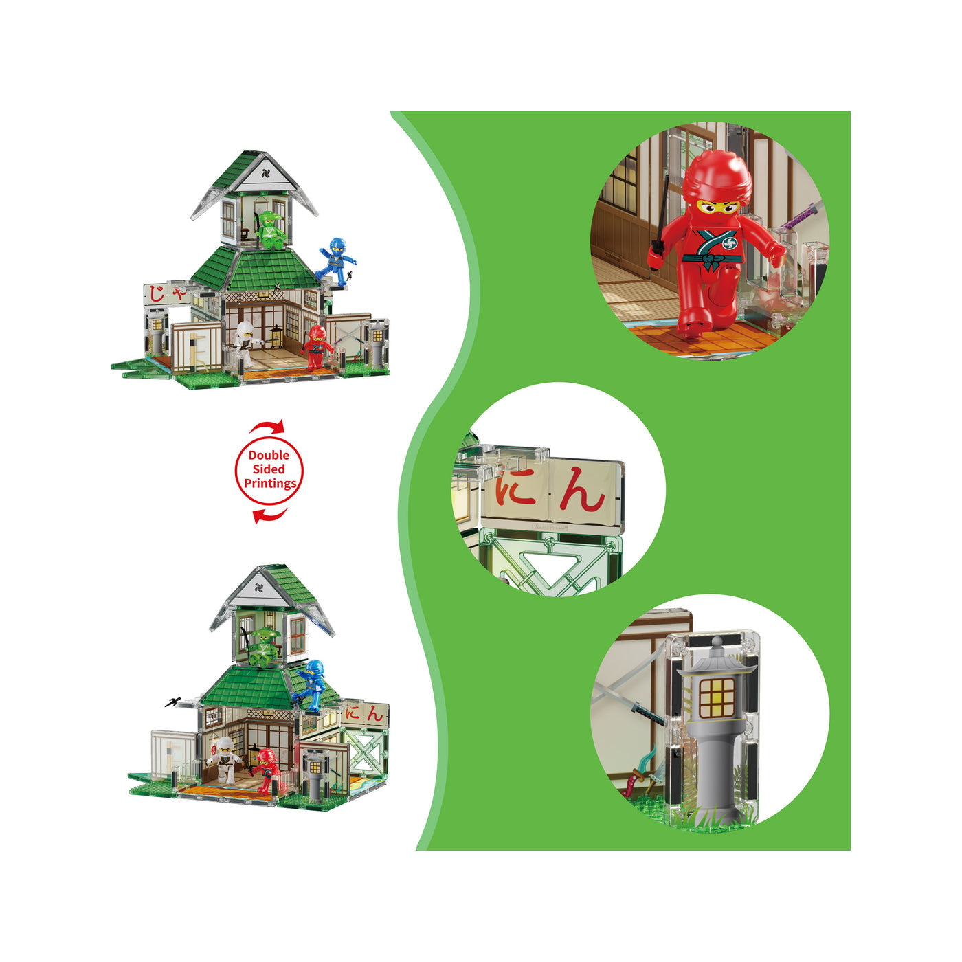 PicassoTiles 64 Pieces Ninja Dojo Magnet Building Set