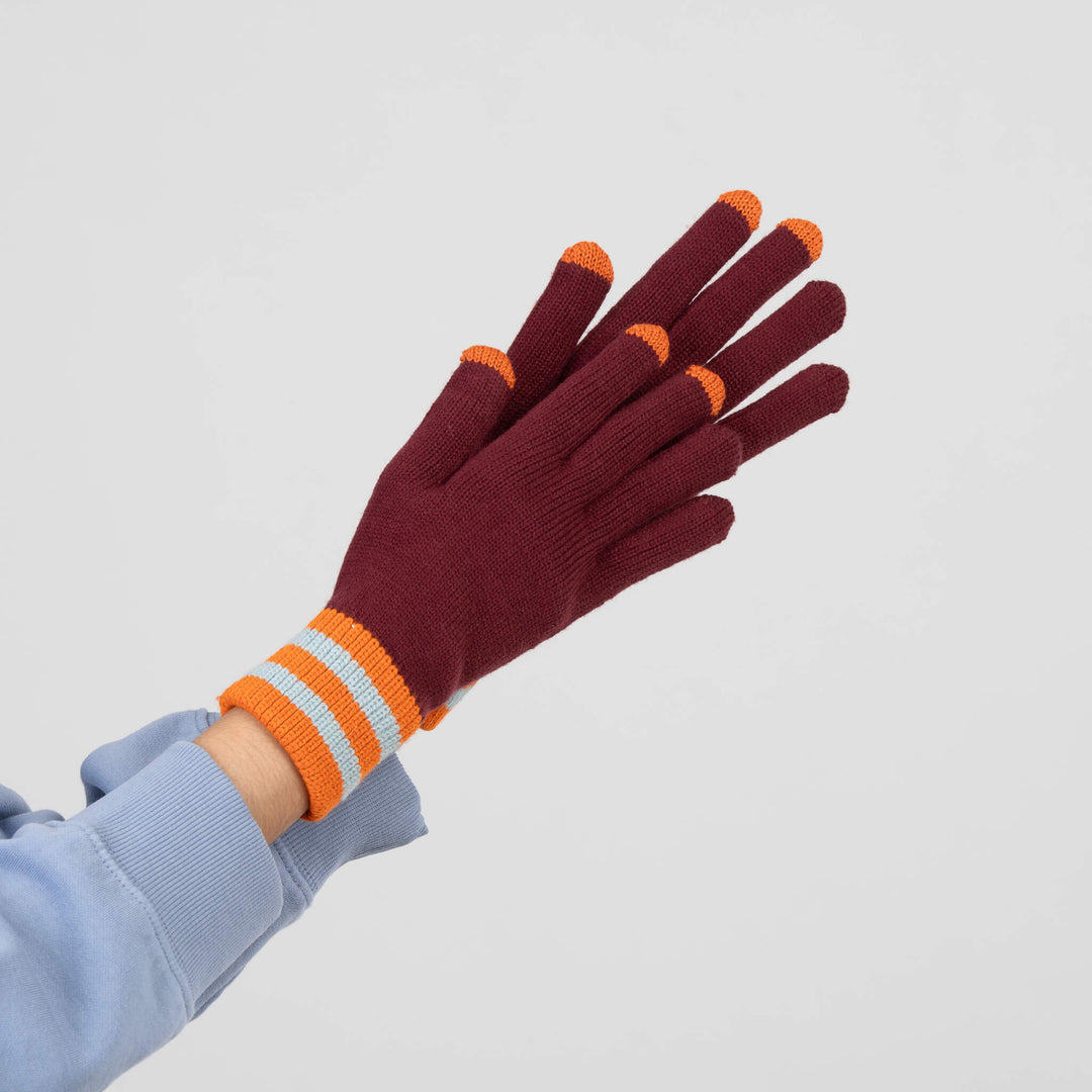 Sport Cuff Touchscreen Gloves Wine Red