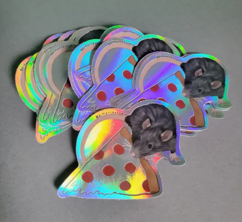 Pizza Rat Holographic Sticker