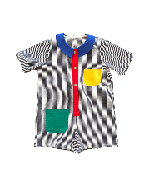 Striped Color Block Romper