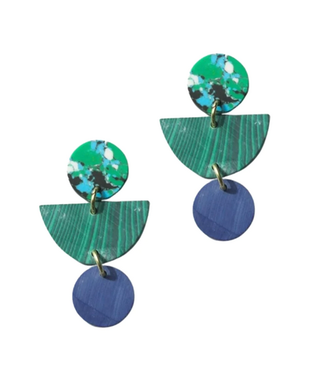 Rover & Kin |Geo Clay Earrings in Rainforest
