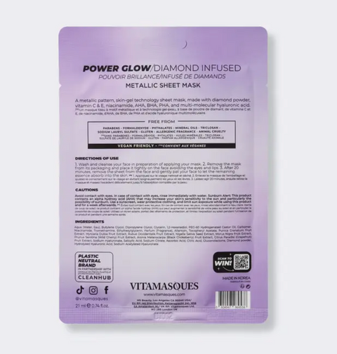 Power Glow Diamond Infused Metallic Face Sheet Mask
