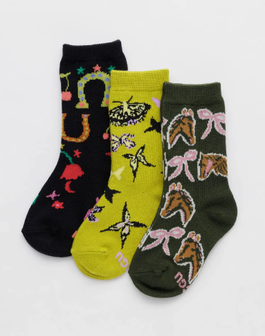 Baggu | Kids Crew Sock Set of 3 - Jessica Williams 3-4Y