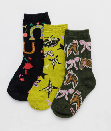 Baggu | Kids Crew Sock Set of 3 - Jessica Williams 5-7Y