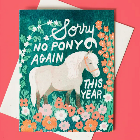 No Pony Birthday - Risograph Card