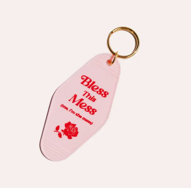 Bless This Mess Motel Tag Keychain
