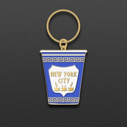 New York City Greek Coffee Cup Enamel Keychain