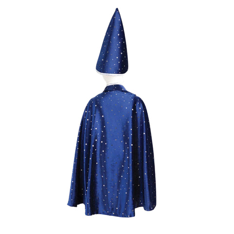 Sparkle Wizard Cape & Hat, Blue/Silver, Size 4-6