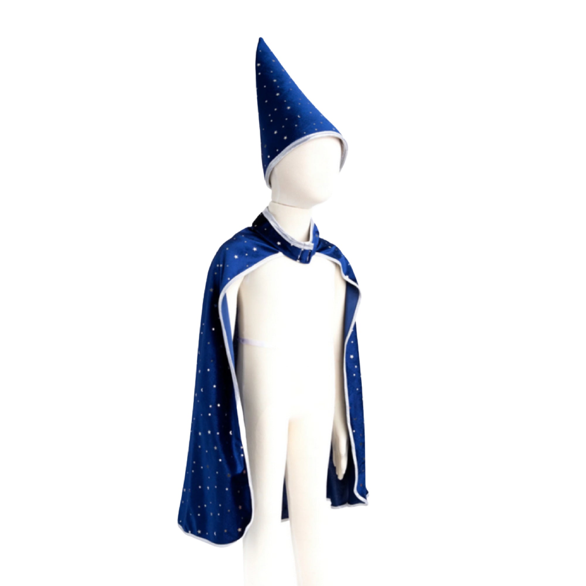 Sparkle Wizard Cape & Hat, Blue/Silver, Size 4-6
