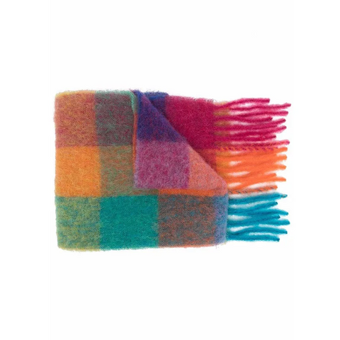 Fuzzy Check Blanket Scarf