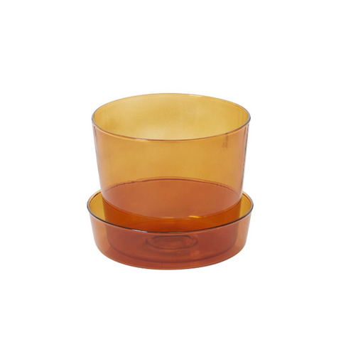 Glass Pot w/ Saucer 4.75"x 4"