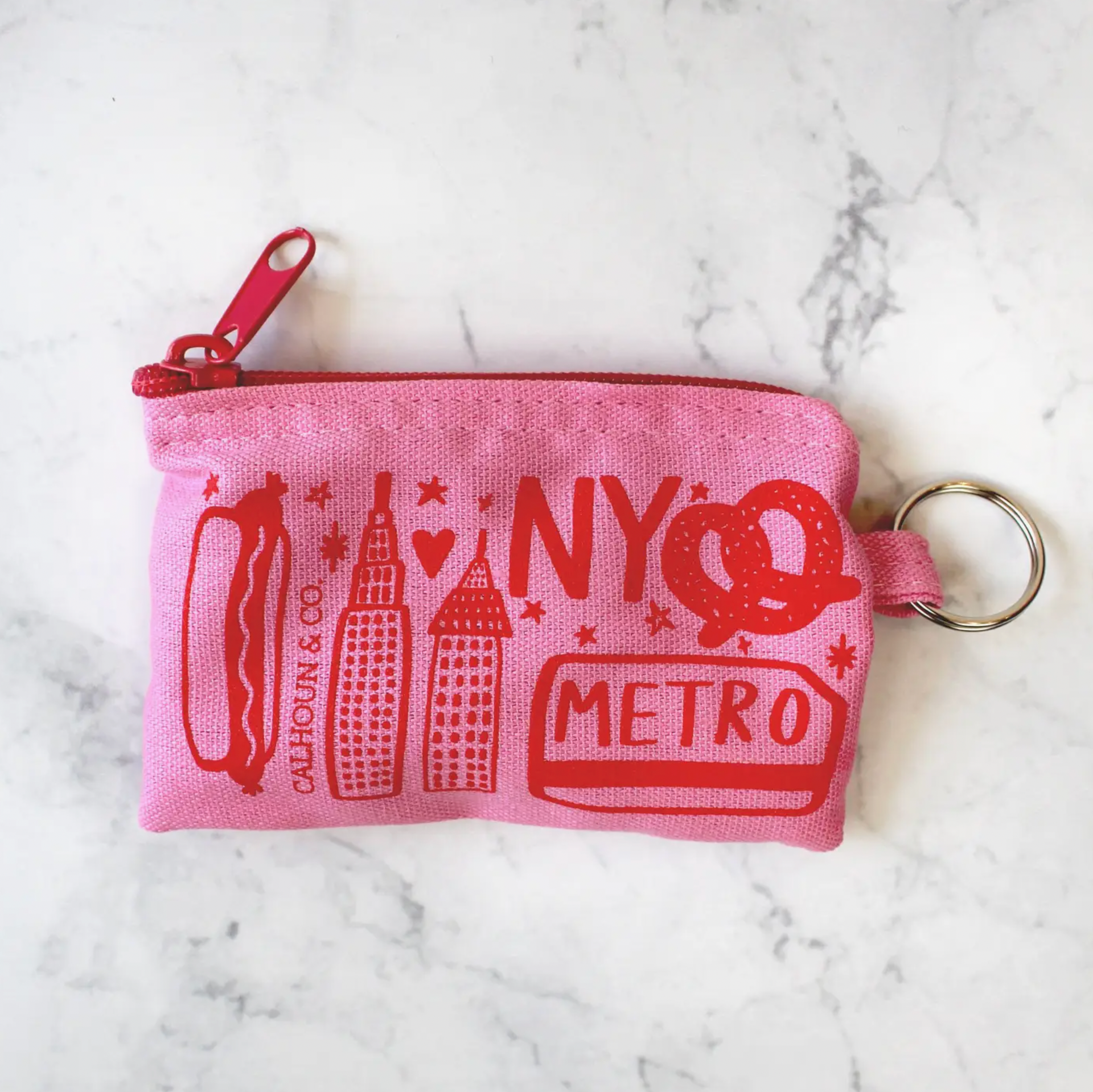 New York Zipper Card Pouch with Keyring  BIG APPLE