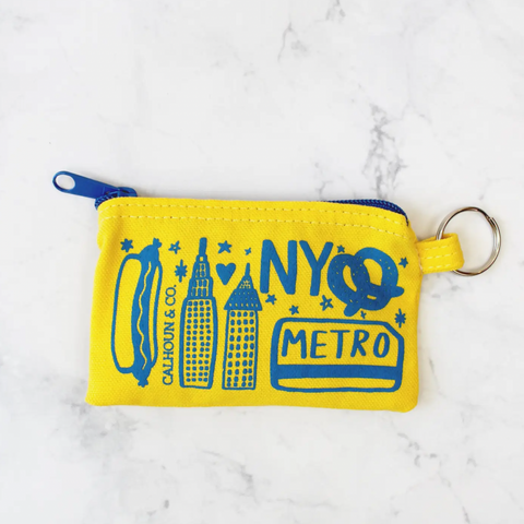 New York Zipper Card Pouch with Keyring  METRO CARD
