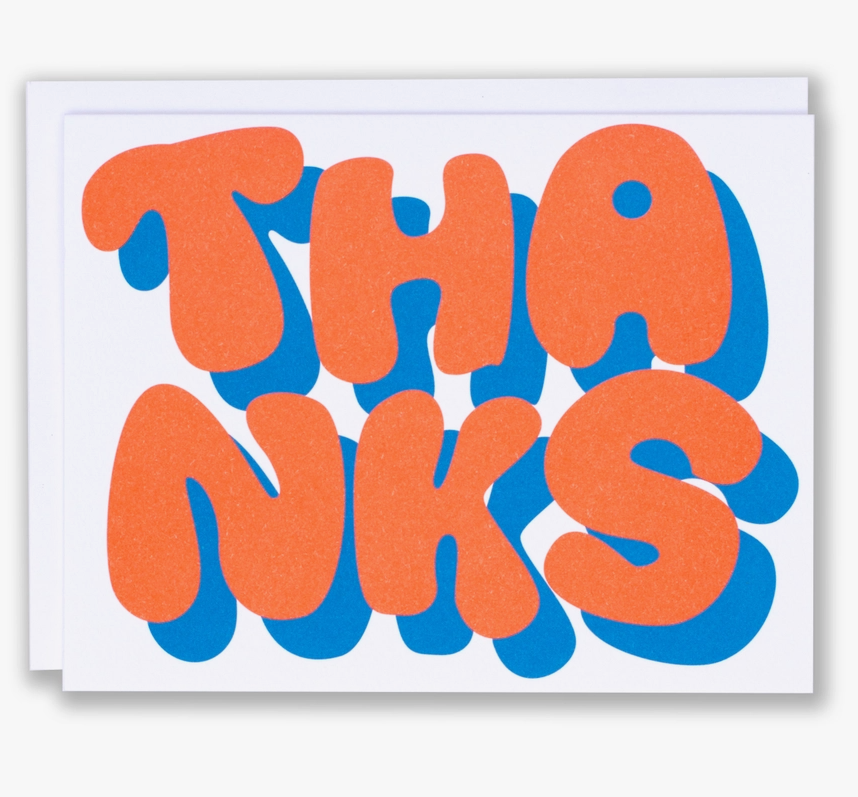 Neon Bubble Letter Thanks Card