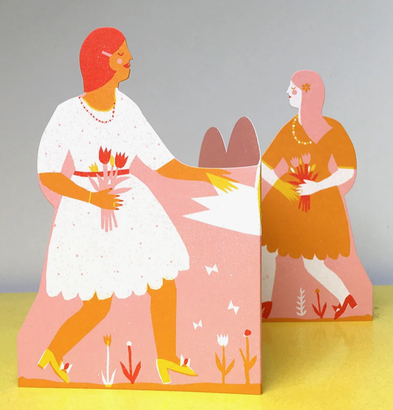 Two Women Concertina Heart Card