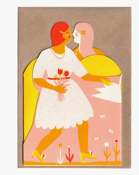 Two Women Concertina Heart Card
