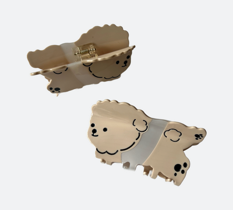 Tan Puppy Jumbo Claw Clip