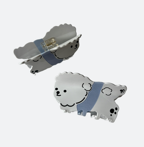 White Puppy Claw Clip