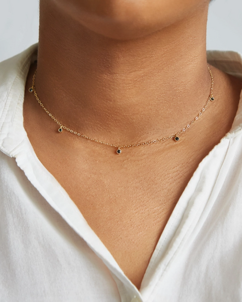 Black Cz Choker Gold Necklace