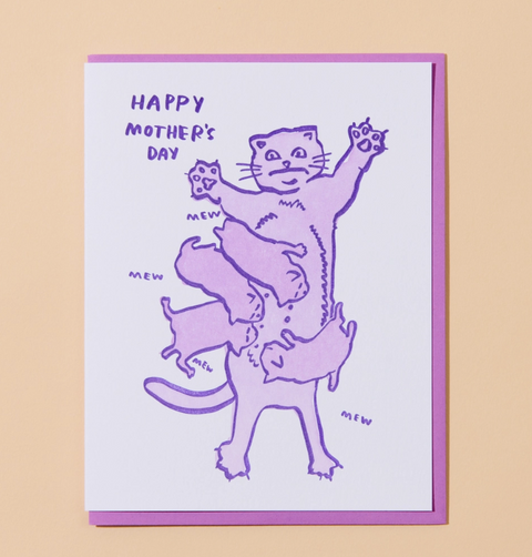 Overwhelmed Cat Mother's Day Letterpress Card