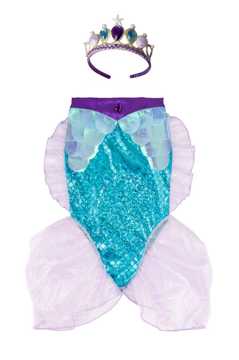 Mermaid Glimmer Skirt w/Tiara, Lilac/Blue, Size 5-  6