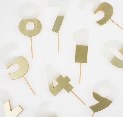Gold Dipped Number Candle