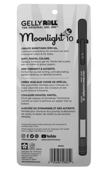 Gelly Moonlight 10, Bold Pastel Colors - Pack of Five