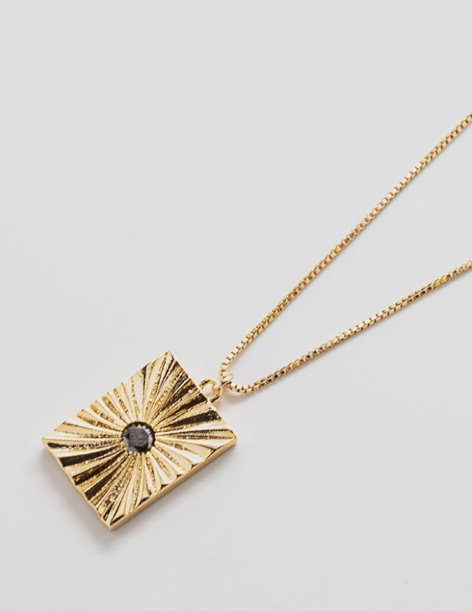 Black Pavé Medallion Necklace