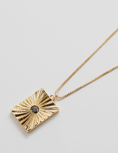 Black Pavé Medallion Necklace
