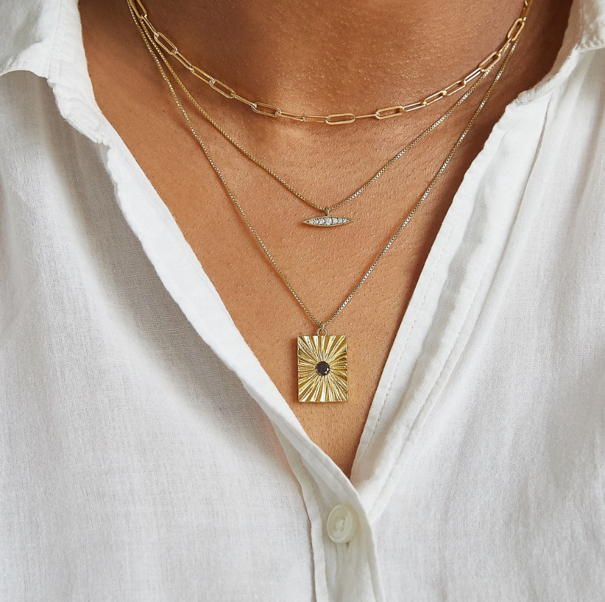 Black Pavé Medallion Necklace