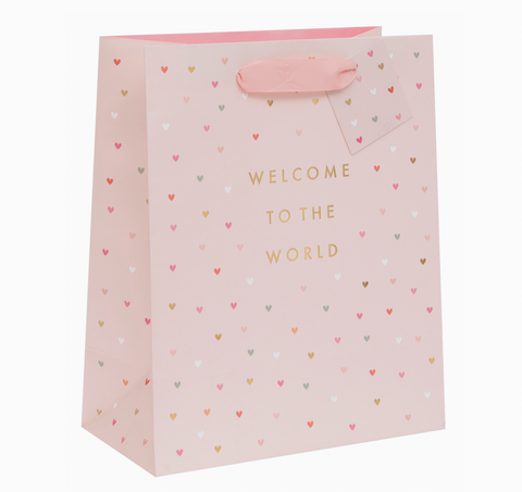 Welcome to the World Pink Medium Gift Bag