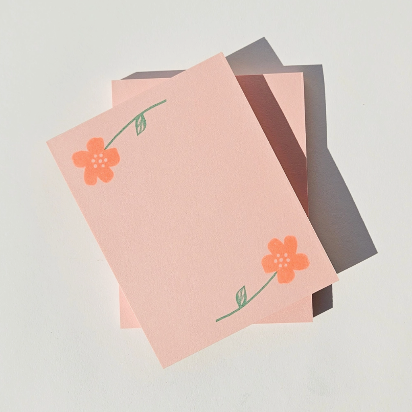 Flower Pair - Risograph A2 Notepad