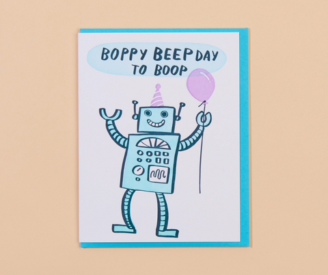 Robot Birthday Letterpress Greeting Card