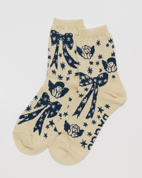 Baggu | Crew Sock  Cherub Bows