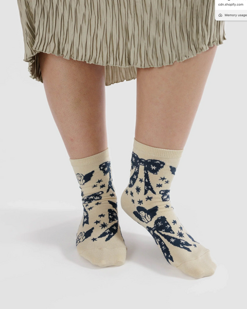 Baggu | Crew Sock  Cherub Bows
