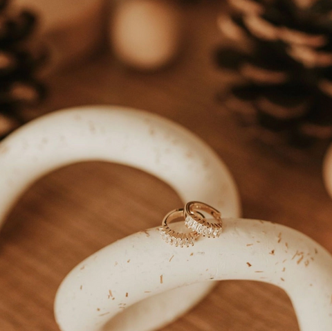 Ivy Diamond Hoops - Gold