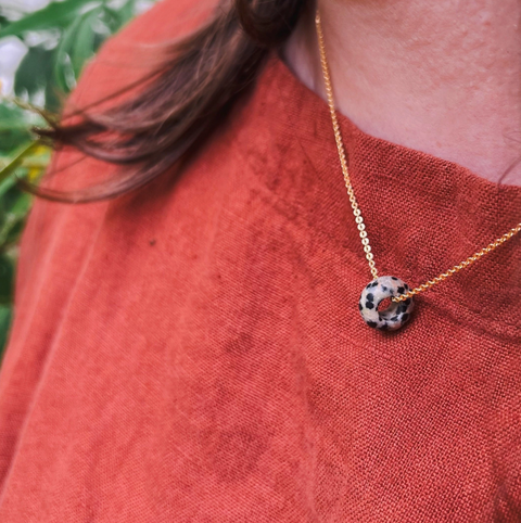 The Solo Necklace in Dalmatian Jasper