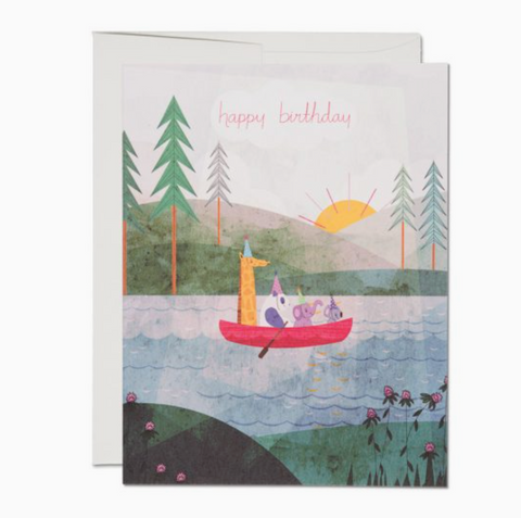 Four Canoe Birthday Greeting Card