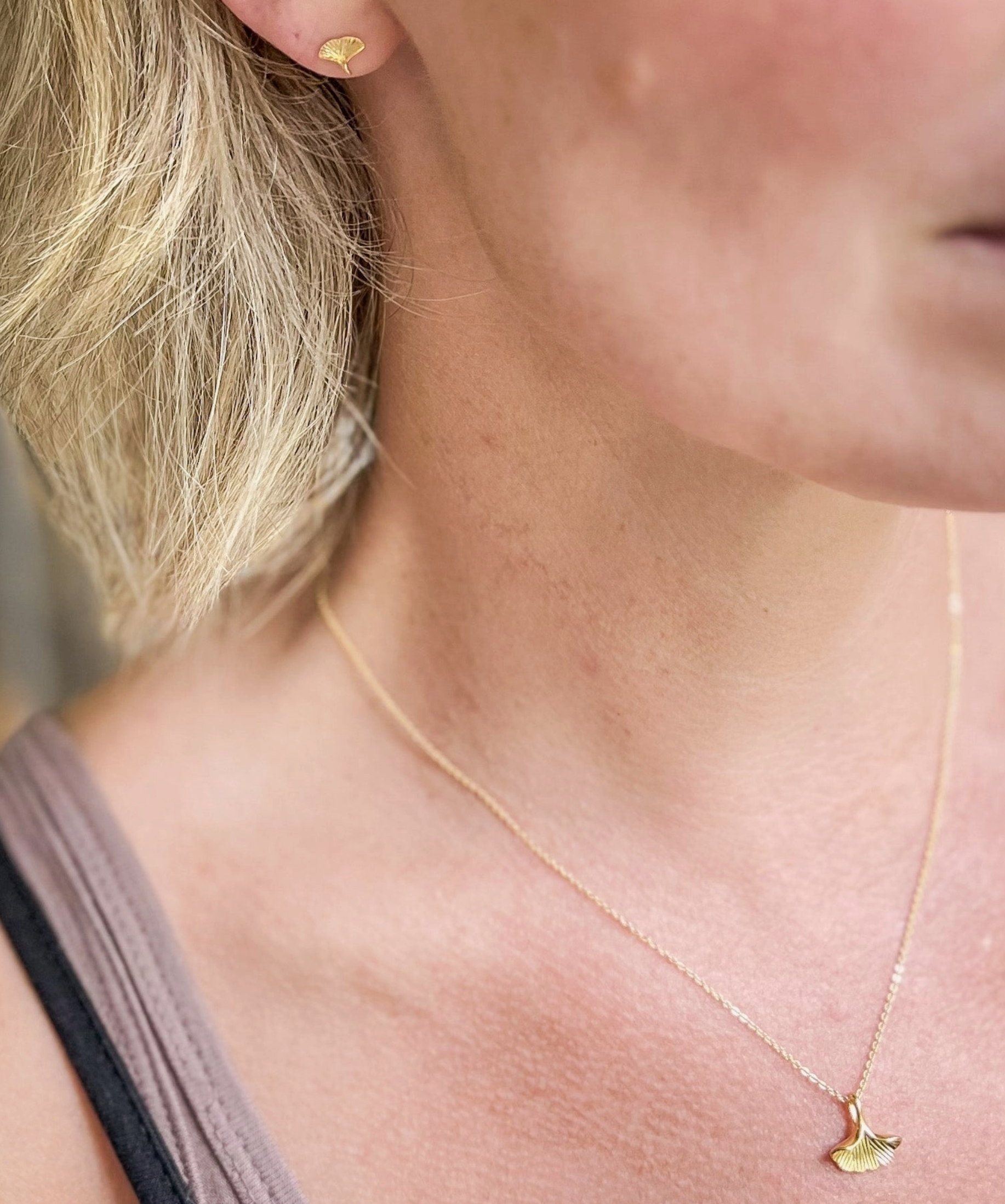 Gold Ginkgo Leaf Necklace
